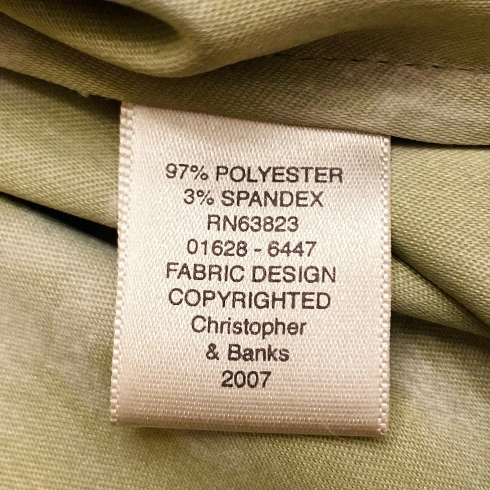 Christopher & Banks Stretch Green Brown Leaf L Cottagecore Grandma Chic Jacket